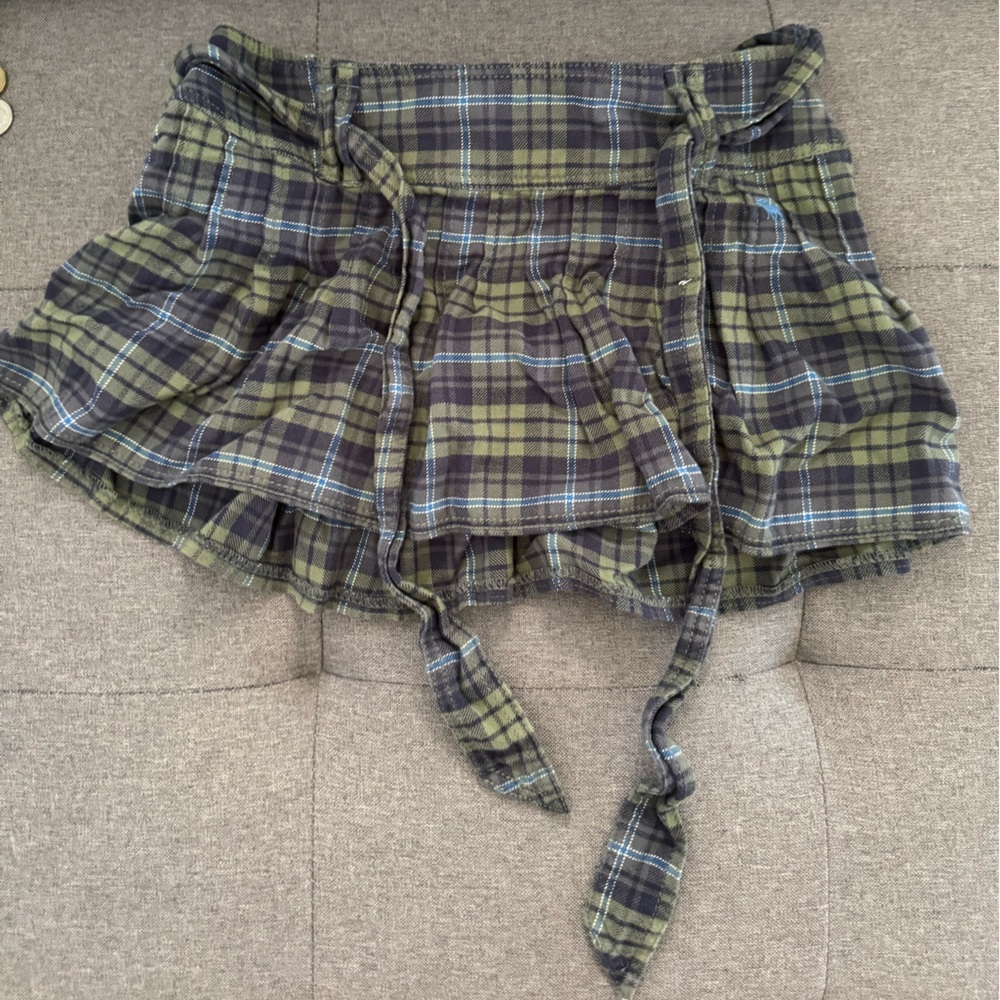 Abercrombie & Fitch Green and Blue Plaid Skirt